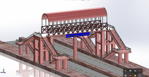 人行天桥3D数模图纸 Solidworks设计缩略图